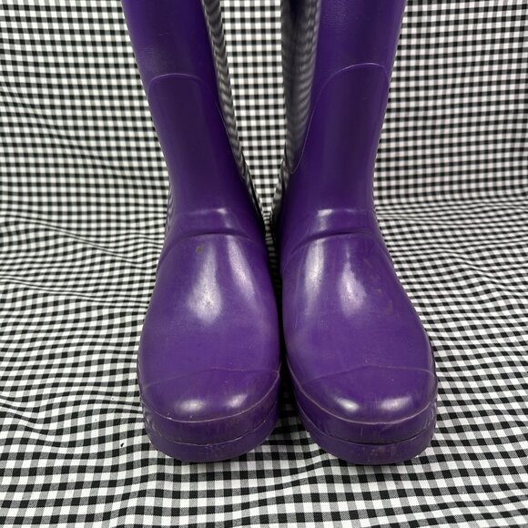 Hunter Women's Eggplant Purple Waterproof Wellies Wellie Rain Boots Size 9 - Picture 2 of 7
